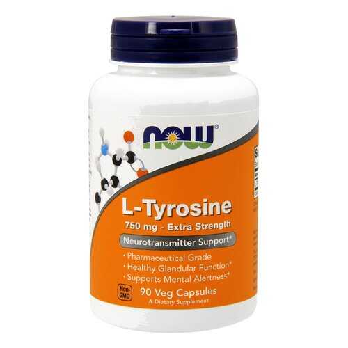 NOW Sports L-Tyrosine 750 Extra Strength 90 капсул без вкуса в Спортландия