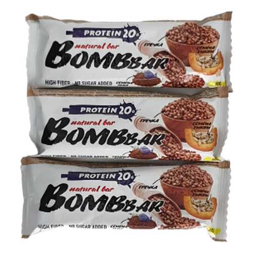 Батончик Bombbar Protein 3 60 г, 3 шт., гречка в Спортландия