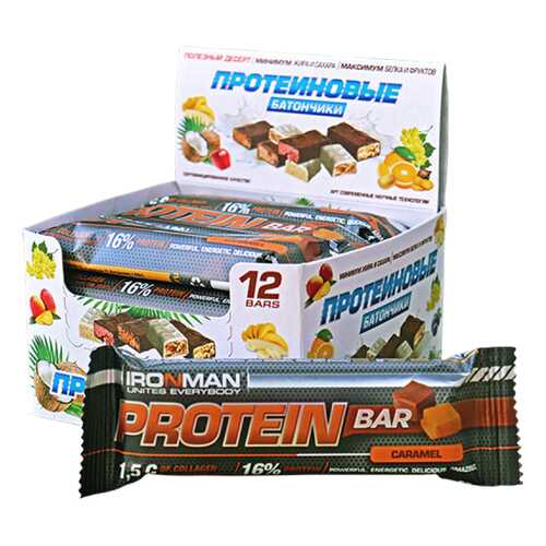 Батончик Ironman Protein Bar 12 50 г, 12 шт., карамель в Спортландия