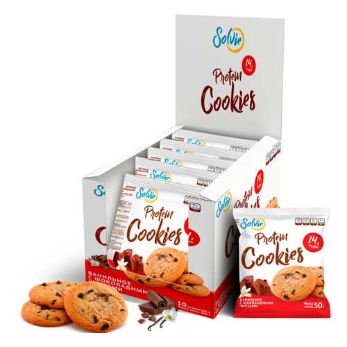 Печенье Solvie Protein Cookies 10 50 г, 10 шт., ванильное с шоколадными чипсами в Спортландия