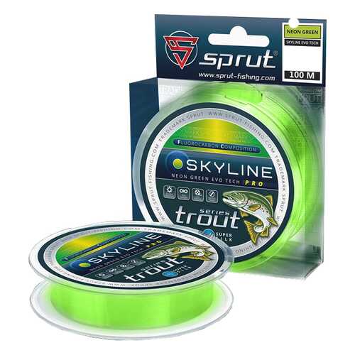 Леска монофильная Sprut Skyline Evo Tech Pro Neon Green 100 м, 0,235 мм, 6,80 кг в Спортландия